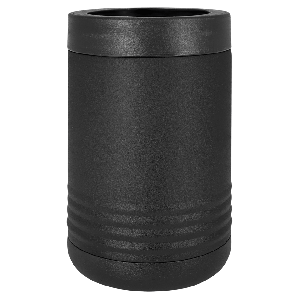 Black cylindrical container with ribbed texture on a white background