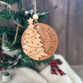 Counting down the days to Christmas ornament with a tree on the front.