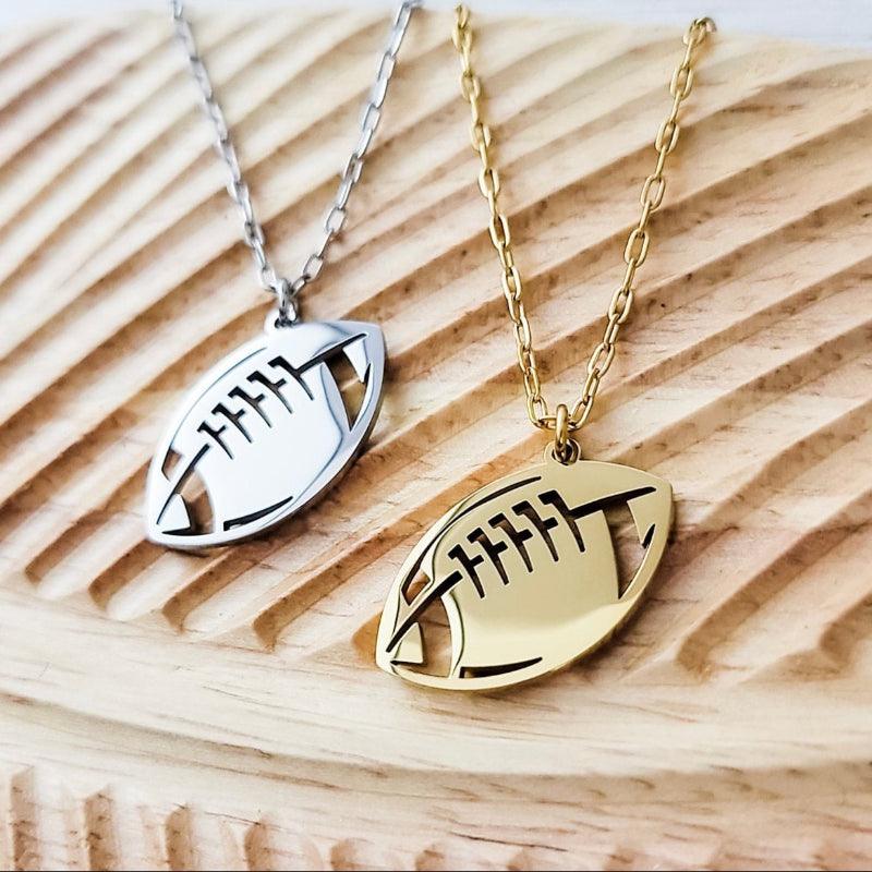 Silver and Gold stainless steel blank football necklaces.