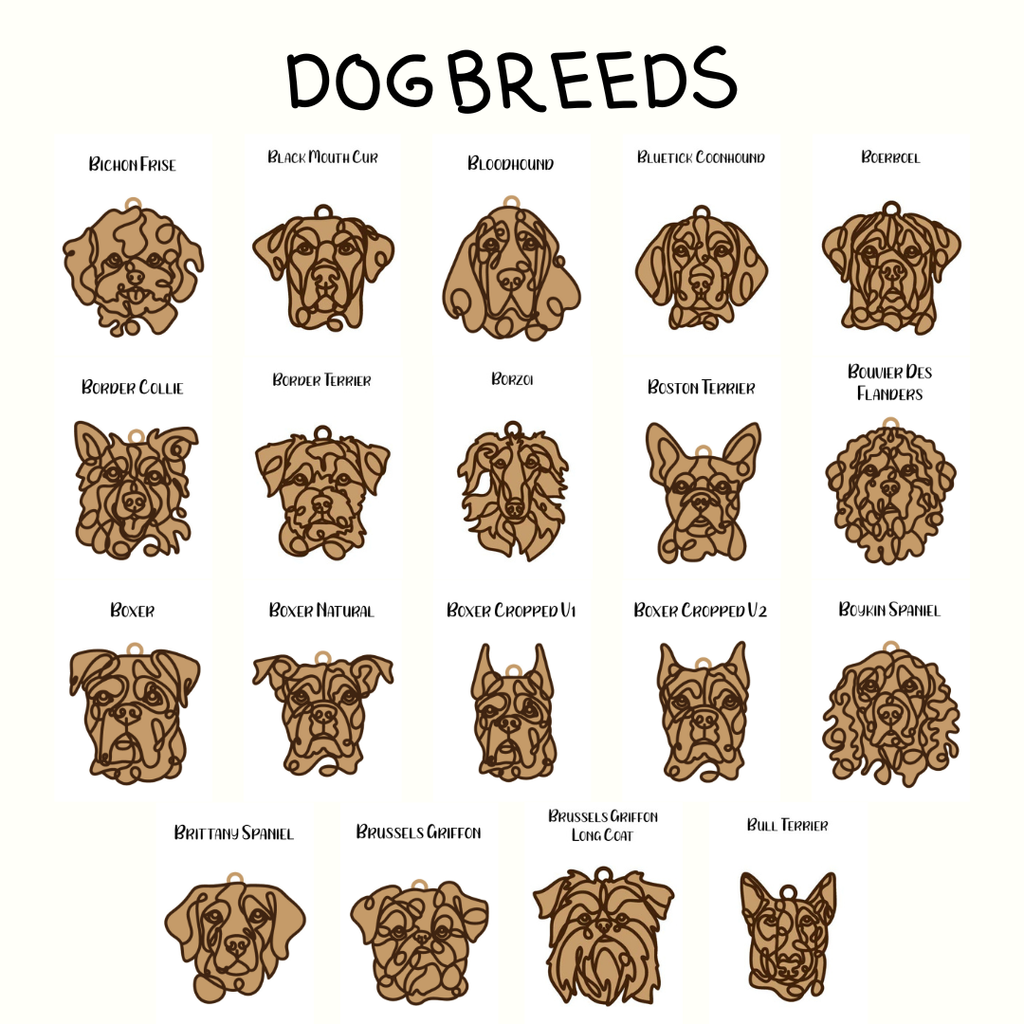Illustrations of various dog breeds to choose from.