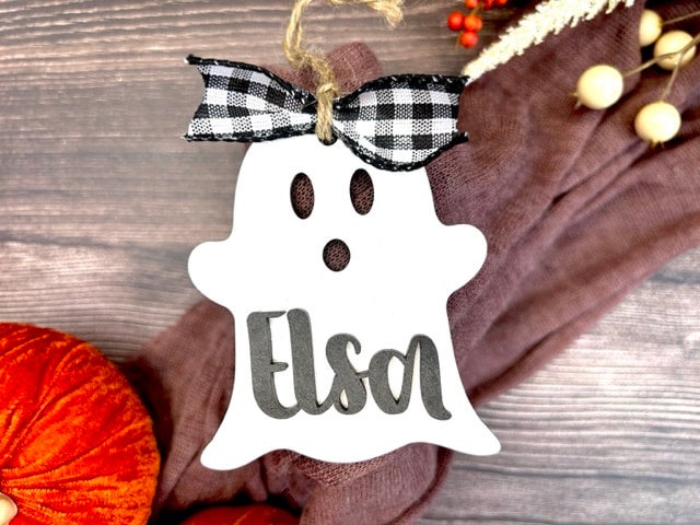 Halloween bag tag of the girl ghost.