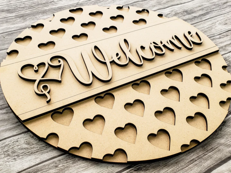 Close up of the unfinished door sign.