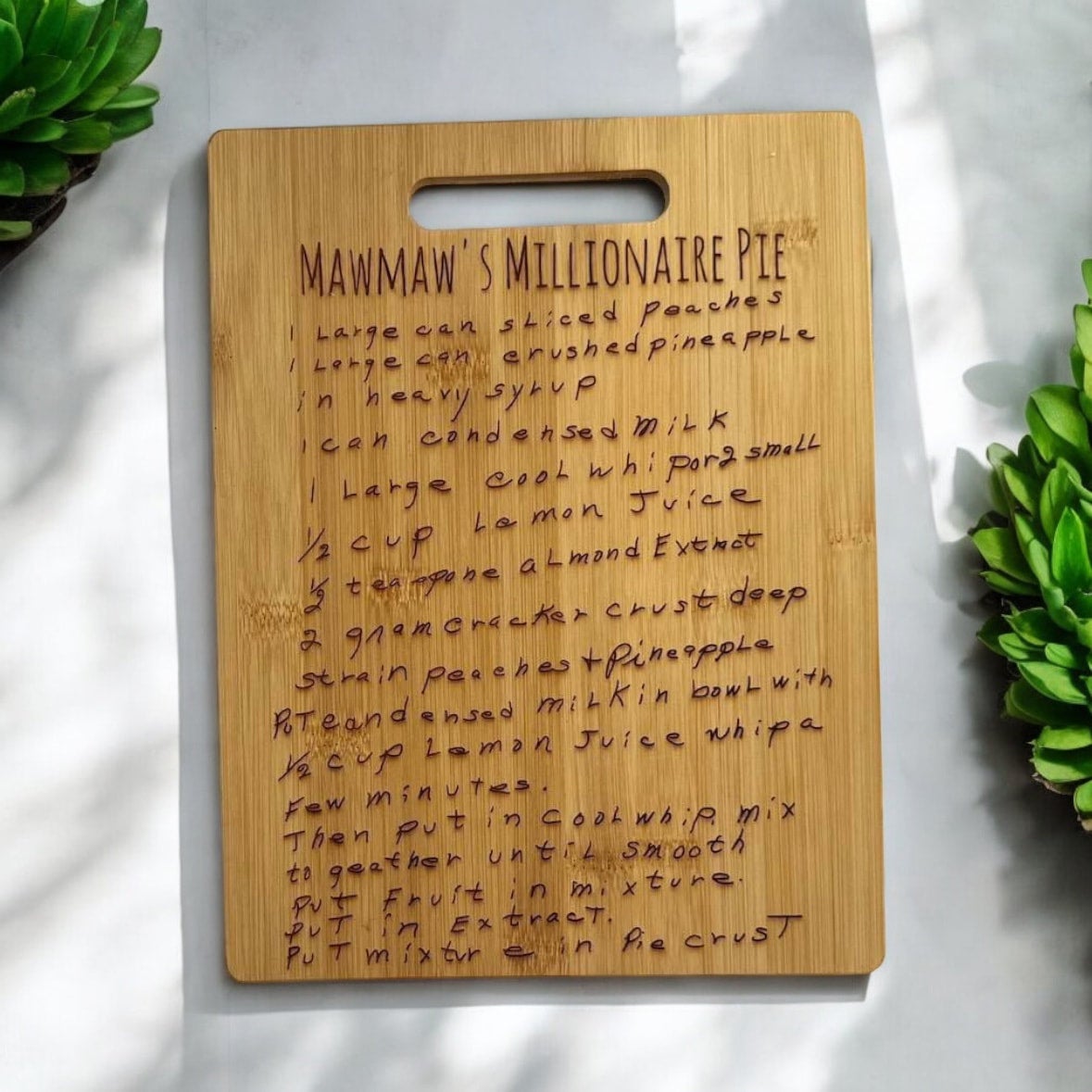 Taking a loved one's hand written recipe and turning it into a cherished cutting board.