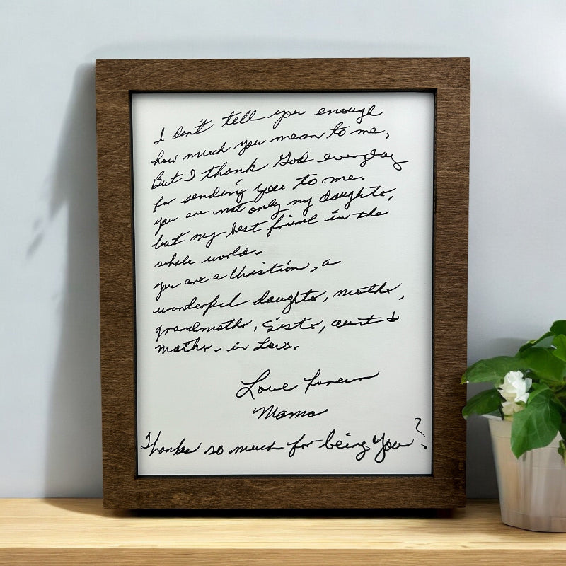 Turning a hand written letter into a cherished sign.