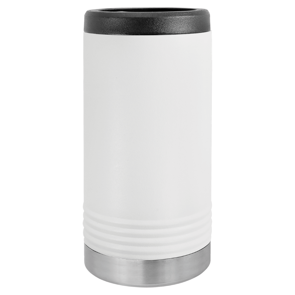 White tumbler with black lid and base on a white background