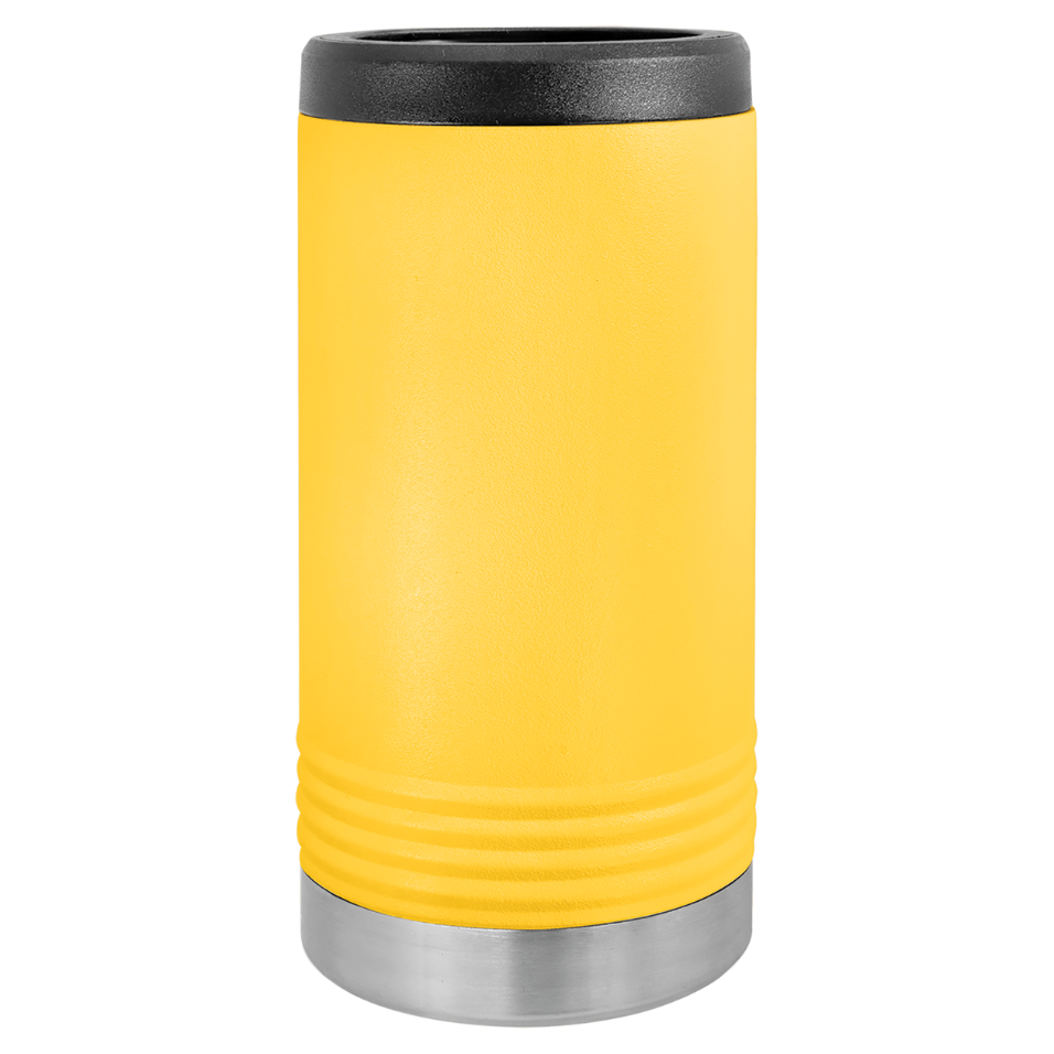 Yellow travel mug with black lid and base on a white background