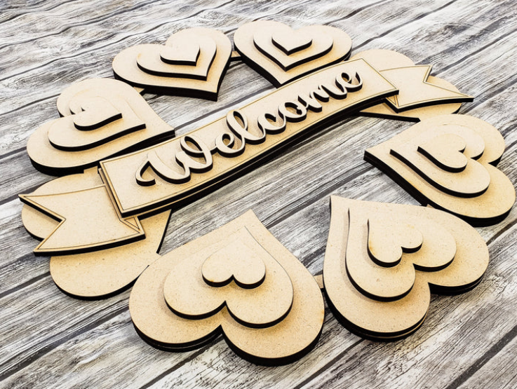 Close up of the unfinished door sign.