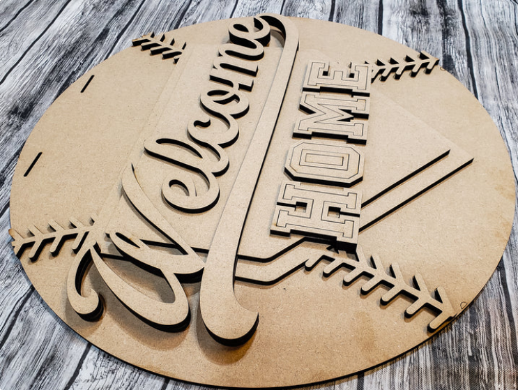 Close up of the unfinished door sign.