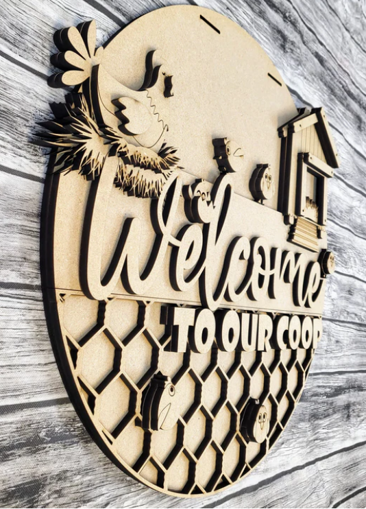 Close up of the unfinished door sign.