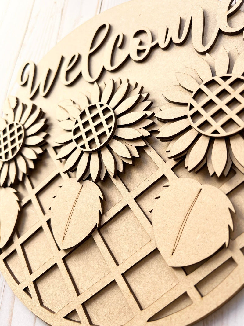 Close up of the unfinished door sign.