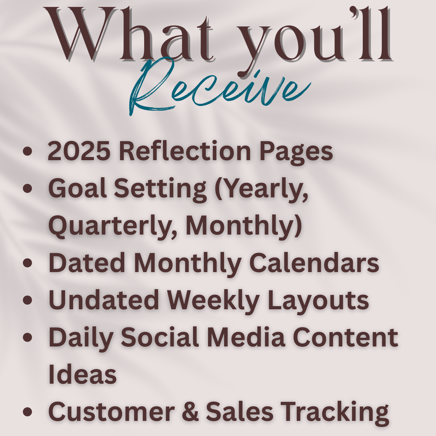 List of items included in a product or service with text on a light background