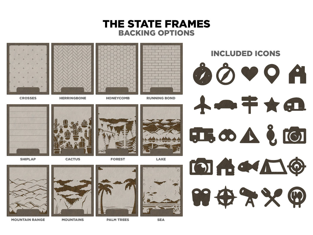 Different backing and icon options.