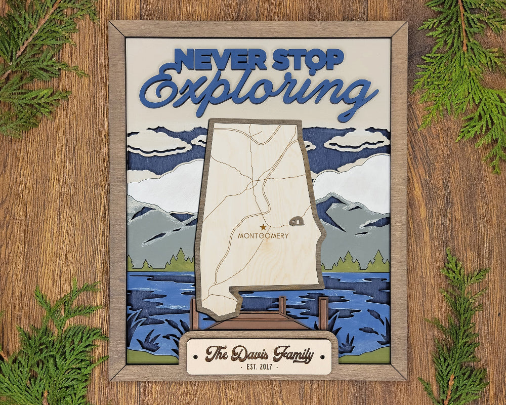 Never stop elploring lake background.
