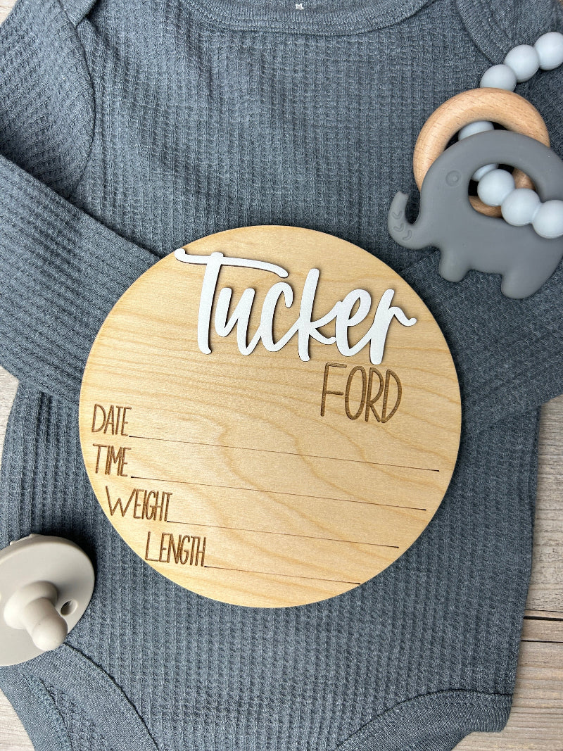 Baby hospital announcement with a name.