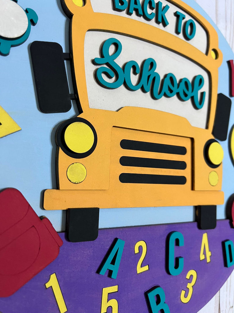 Close up for the back to school finished sign.