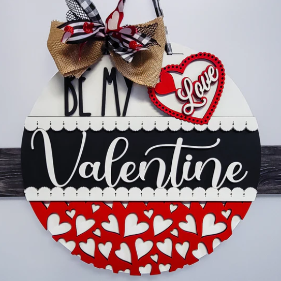 Be My Valentine finished door sign.