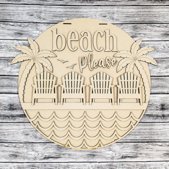 Beach Please relaxing palm trees and chairs summer DIY kit.