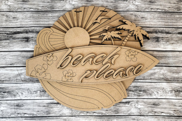 Beach Please Surfboard door sign DIY kit.