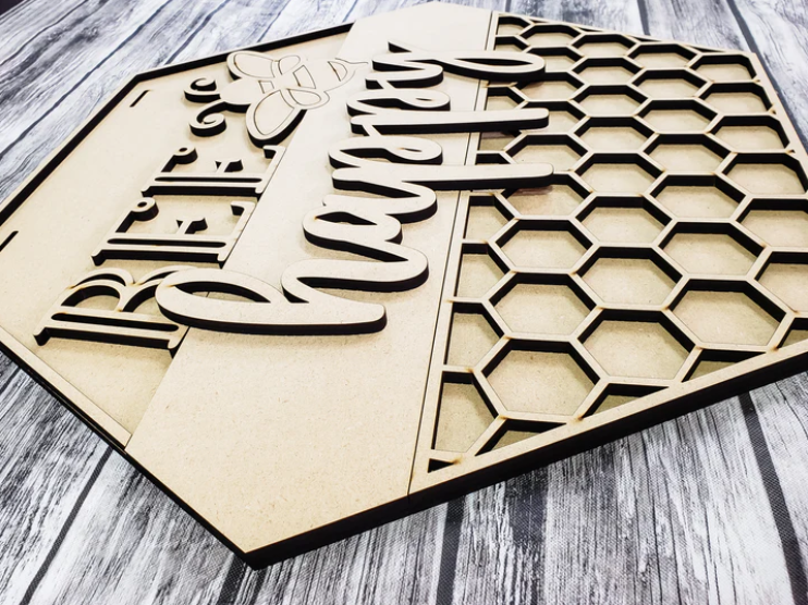 Close up of the unfinished DIY sign.