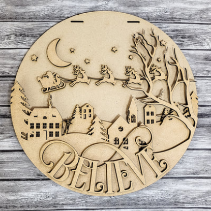Believe Chrismas town blank DIY door sign kit.