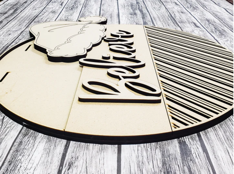 Close up of the unfinished DIY sign.