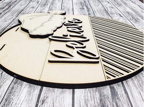 Close up of the unfinished DIY sign.