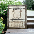 Mother's Day home decor sign with names and birth flowers engraved.