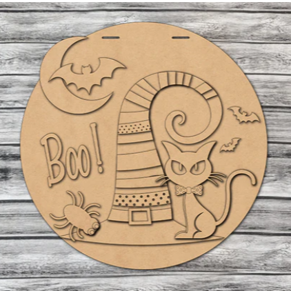 Boo Witch hat DIY door sign for crafters.