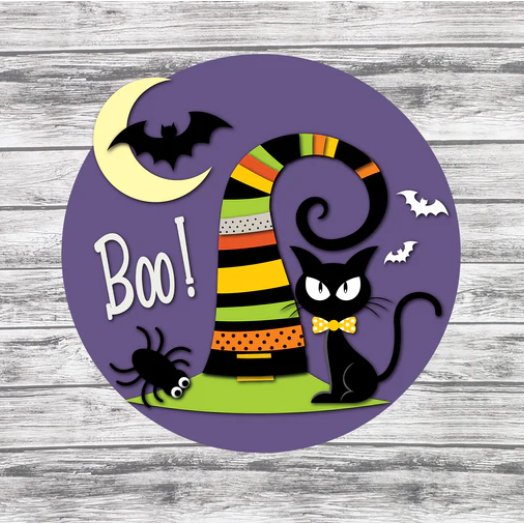 Boo Witch hat finished door sign.
