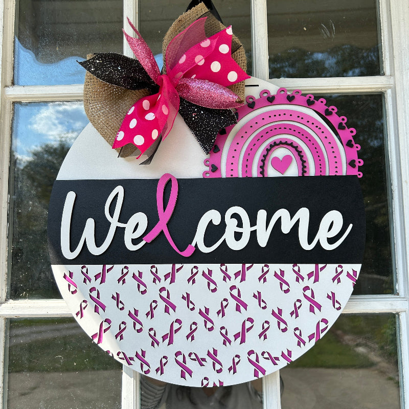 Breast Cancer Awareness finished door sign.