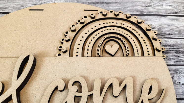 Close up of the unfinished DIY sign.
