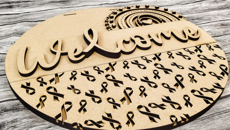 Close up of the unfinished DIY sign.