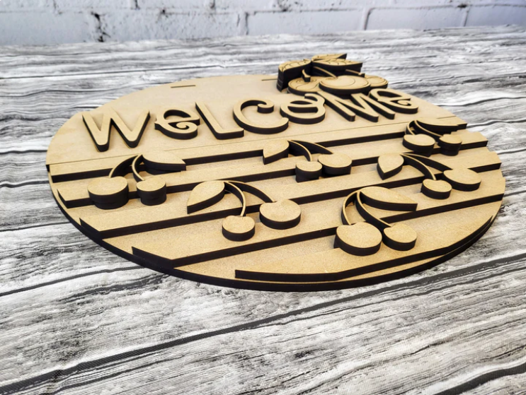 Close up of the unfinished door sign.