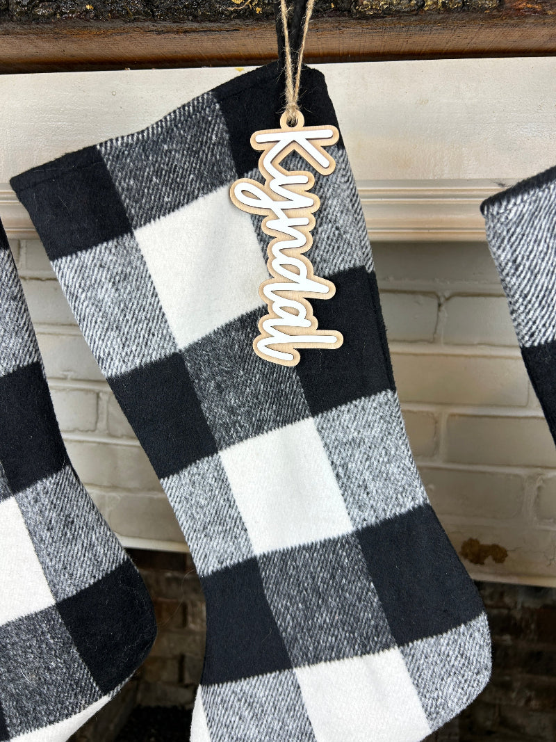 Single stocking name tag.