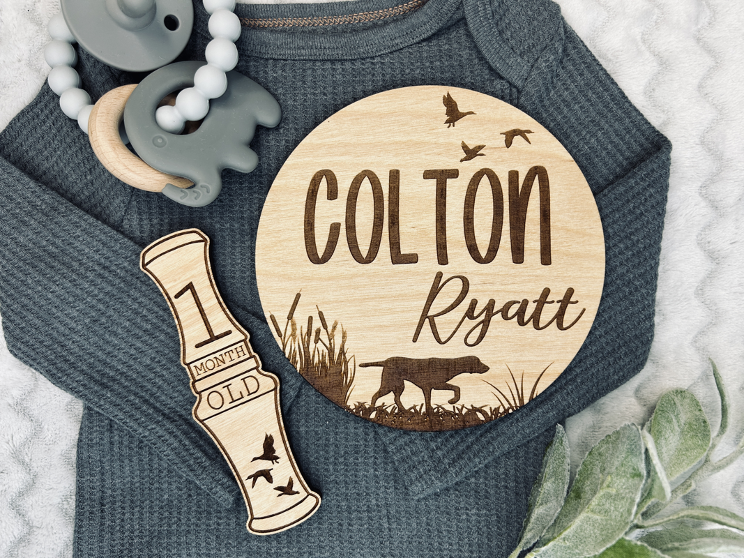 Duck hunting name plate and the one month milestone.
