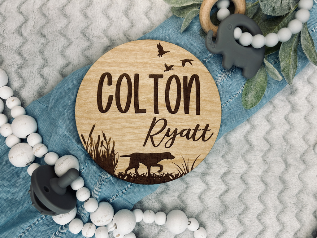 Duck hunting baby announcement photo prop.