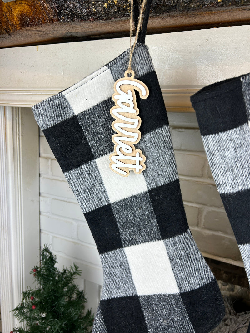 Single stocking name tag.