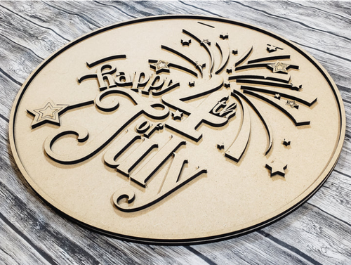 Unfinished Patriotic 4th of July door sign for a DIY project.