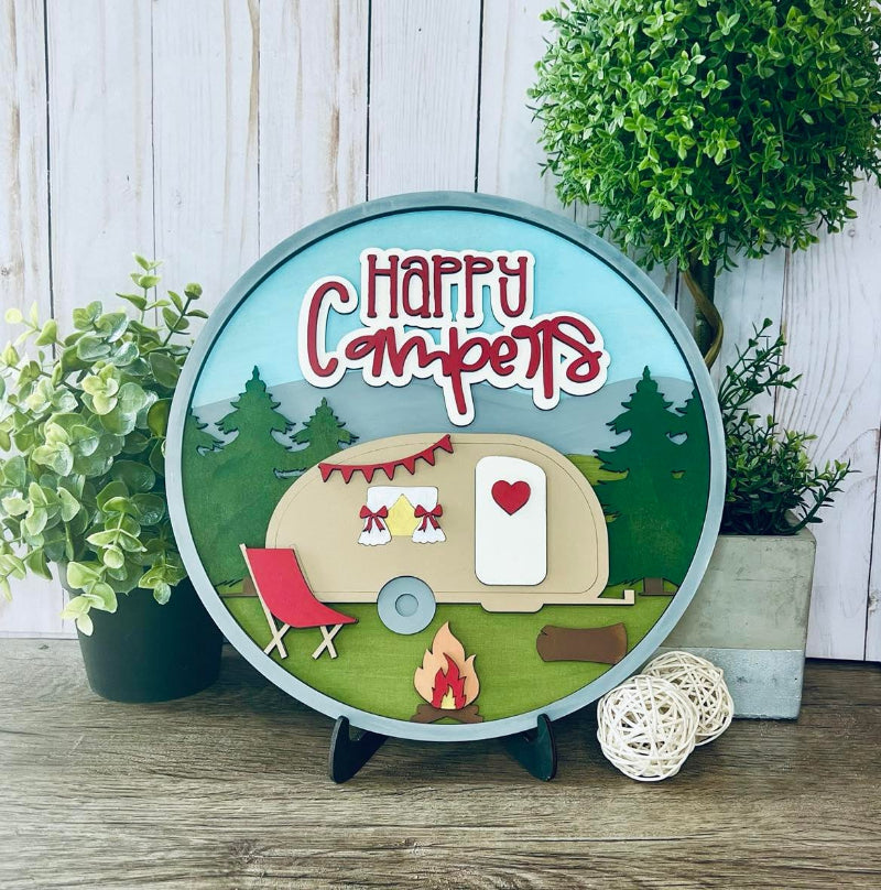 Happy Camper DIY desktop sign for crafters.