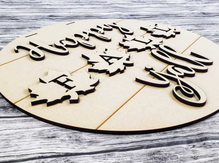 Close up of the unfinished DIY sign.