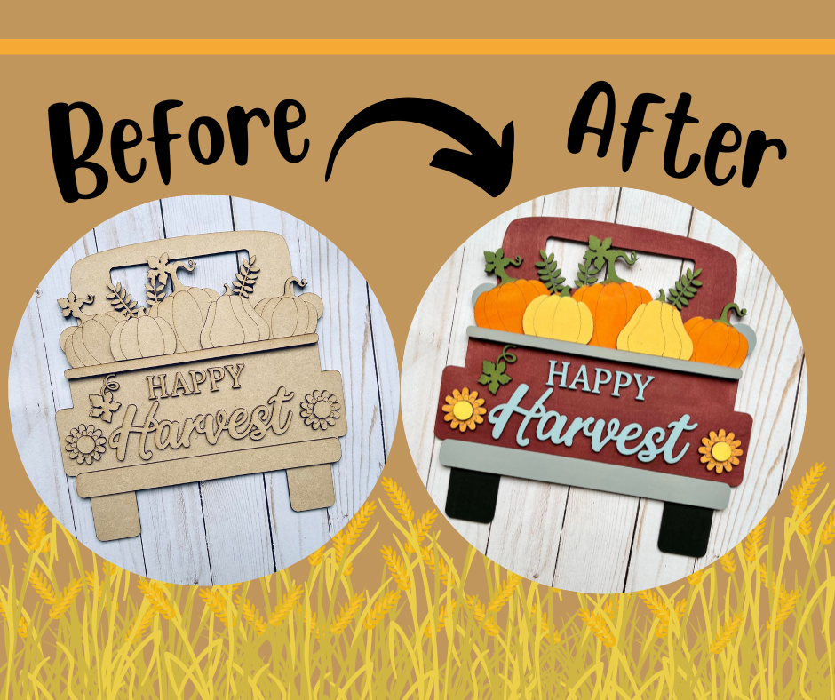 Before and after of the Halloween sign you can make.