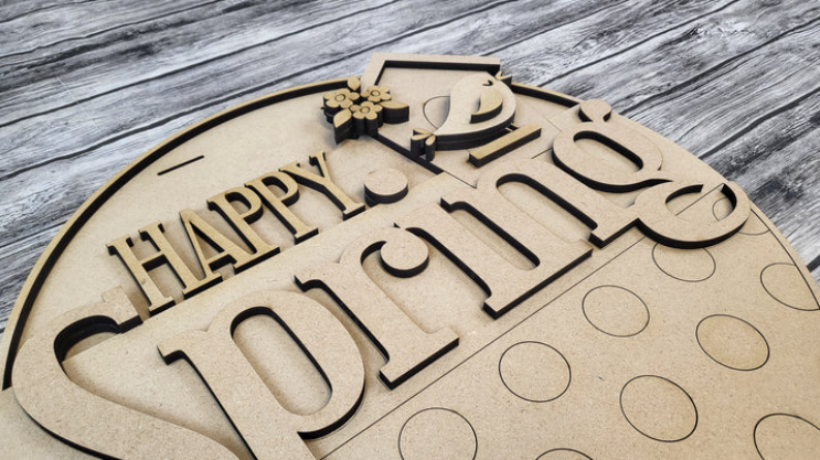 Close up of the unfinished door sign.