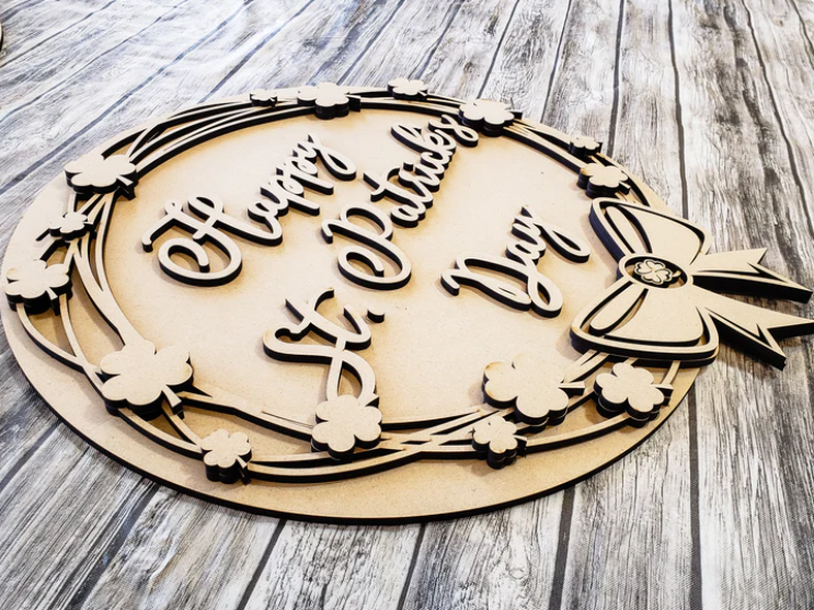 Close up of the unfinished door sign.