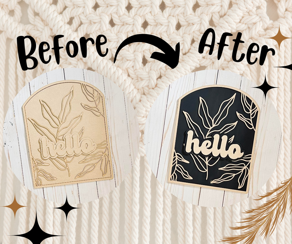 Before and after sample of the sign.