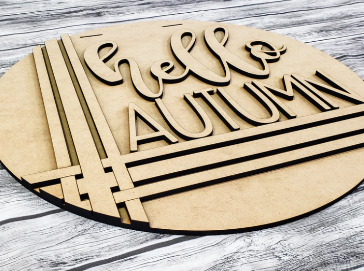 Close up of the unfinished door sign.