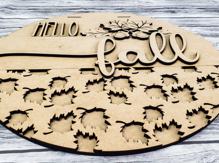 Close up of the unfinished door sign.