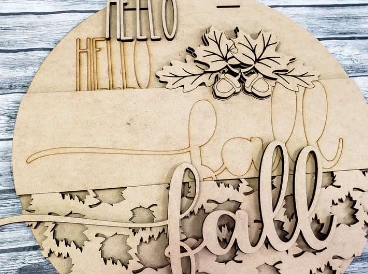 Close up of the unfinished door sign.