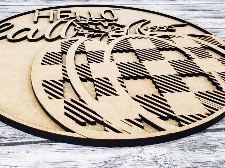 Close up of the unfinished door sign.