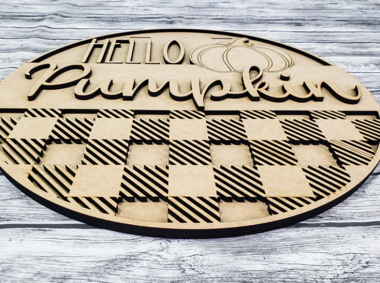 Close up of the unfinished door sign.