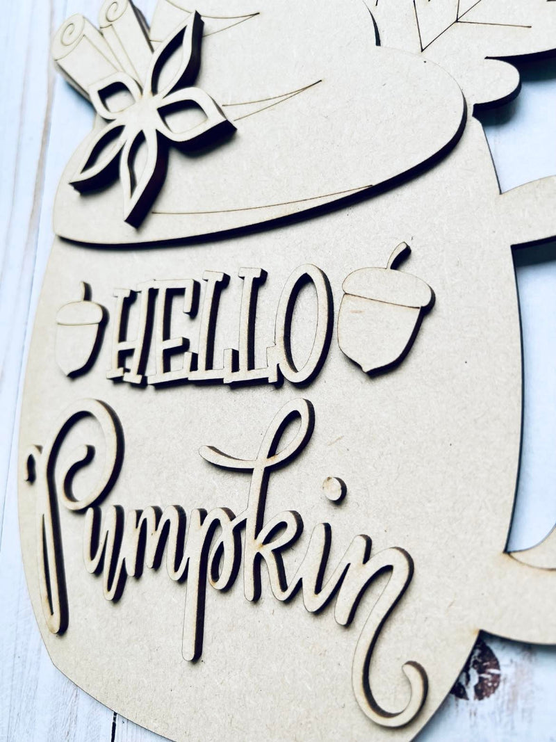 Close up of the unfinished door sign.